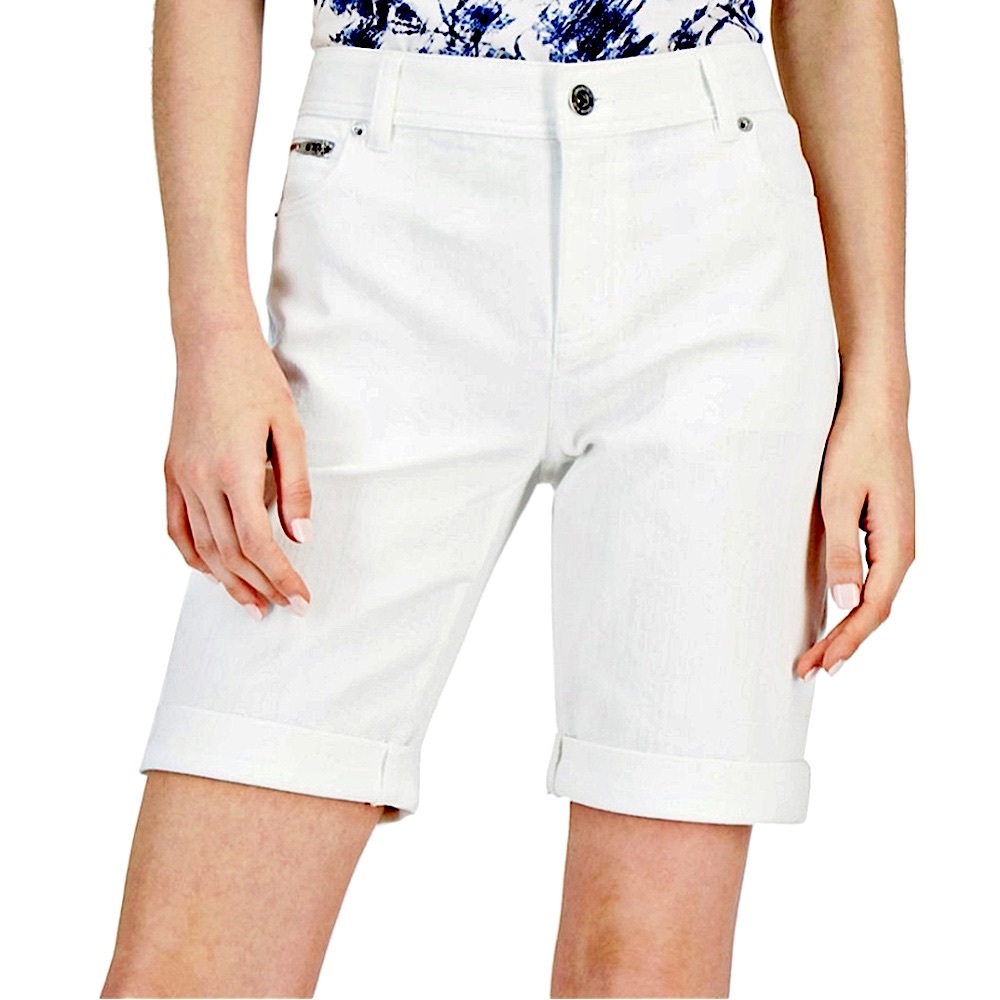 INC INTERNATIONAL CONCEPTS WHITE DENIM HIGH/RISE BERMUDA SHORTS *SIZE 8 *NWT